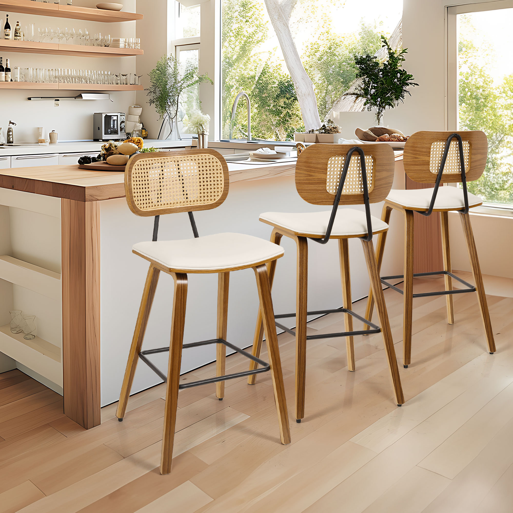 Rounded wicker counter stool discount